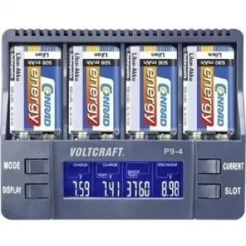 Battery Charger Voltcraft P9-4 for 9V Block Batteries — Compatible with NiCd, NiMH and Li‑Ion