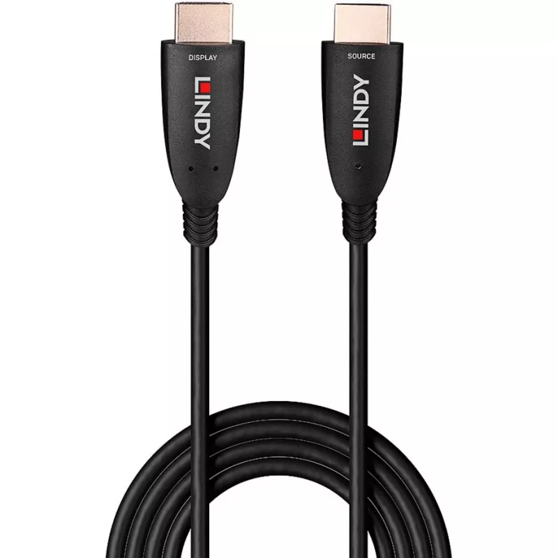 Lindy 15m Fibre Optic Hybrid HDMI 8K60 Cable, 15 m, HDMI Type A (Standard), HDMI Type A (Standard), 48 Gbit/s, Black