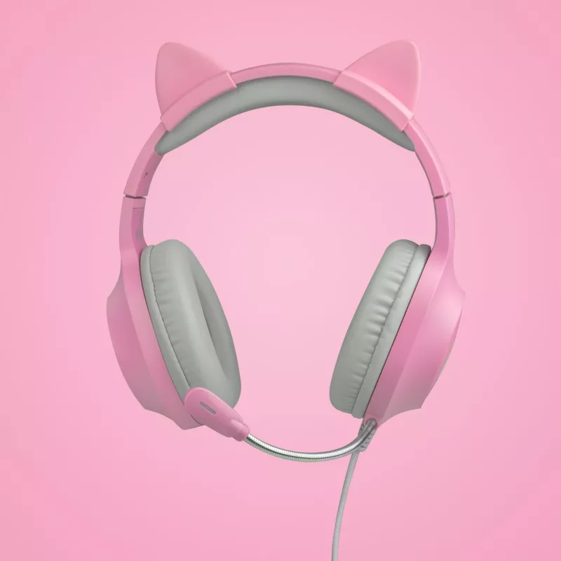 FR-TEC Tanooki Headphones Wired Headband Gaming Grey - Pink (FT2021)