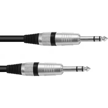 Stereo 6.3 mm (1/4 inch) jack cable Omnitronic 3021165D, 1 m, stereo plug to stereo plug