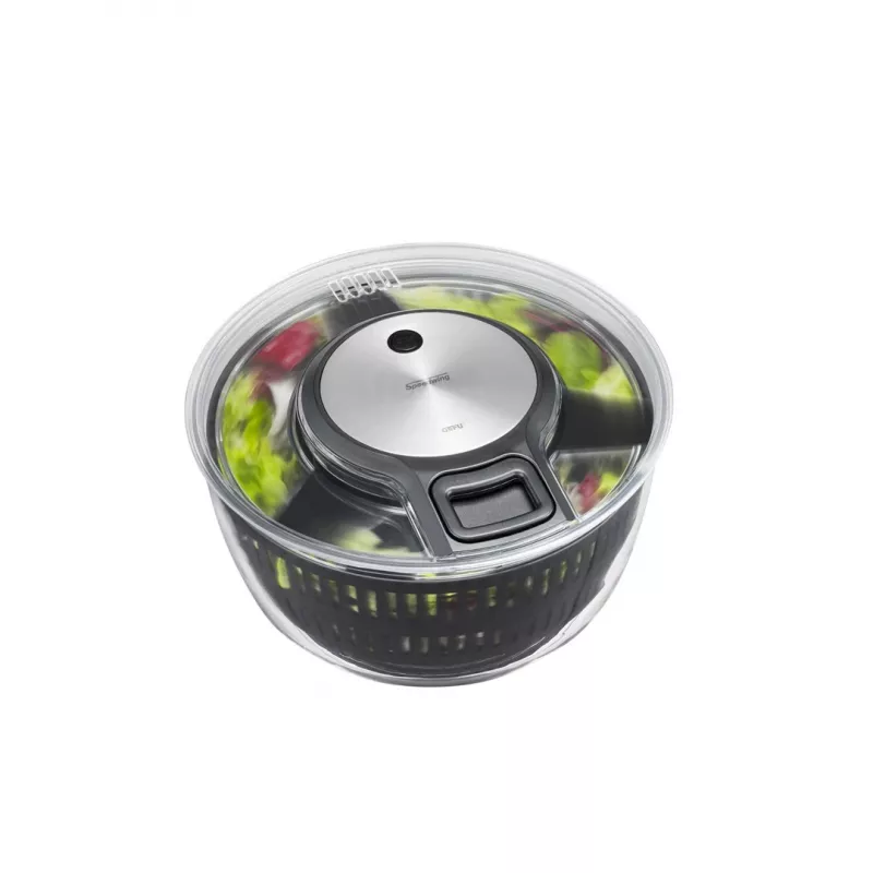 Salad spinner GEFU Speedwing 28150 — 5 L transparent bowl, button control, plastic housing
