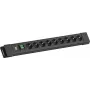 Power strip Bachmann CONNECTUS 9x CEE7/3 sockets with 1x switch, 2.0 m cable, CEE7/7 plug — Black