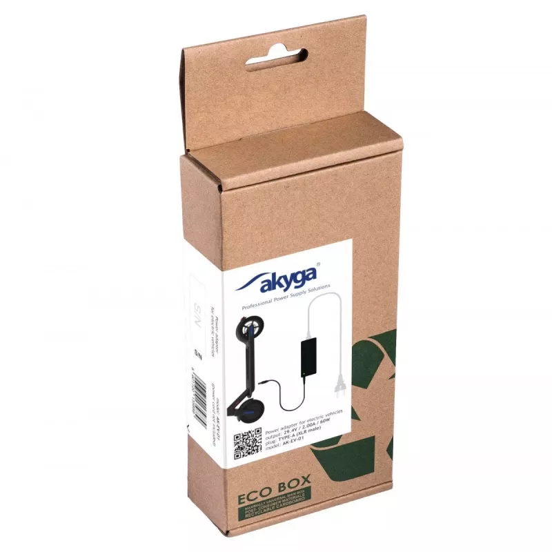 Akyga AK-EV-01 E-Bike Battery Charger for 24 V Batteries, 29.4 V / 2 A, 60 W, XLR Plug