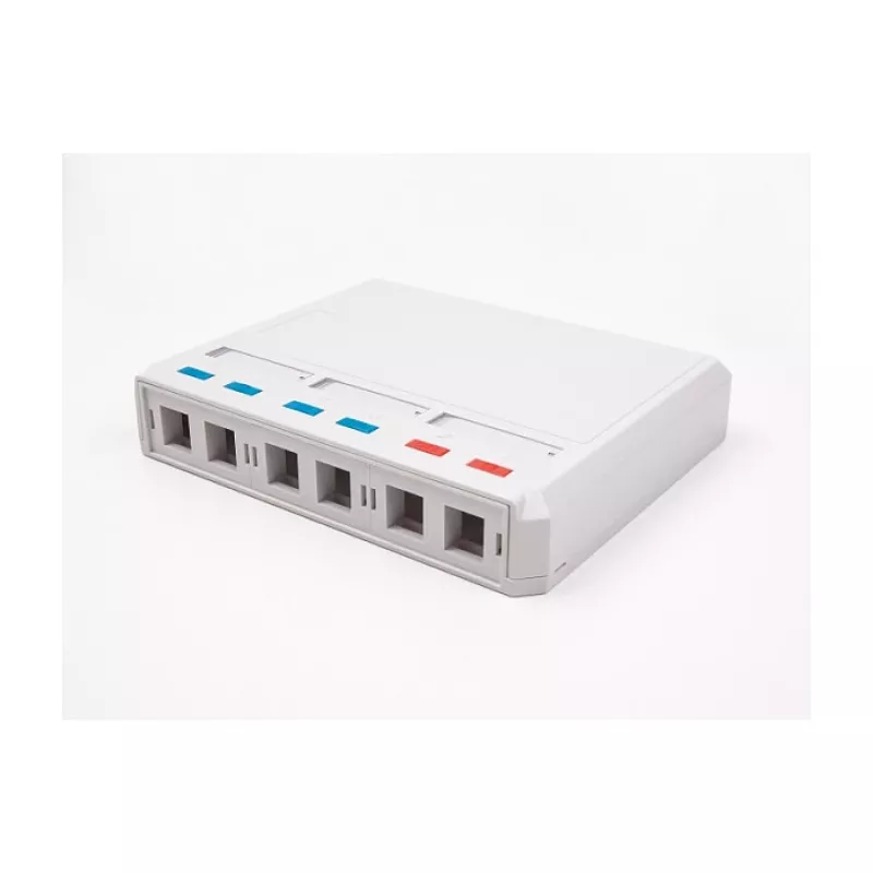 DeLOCK 67052 Keystone surface-mounted box for fiber optic modules, 6-port, white