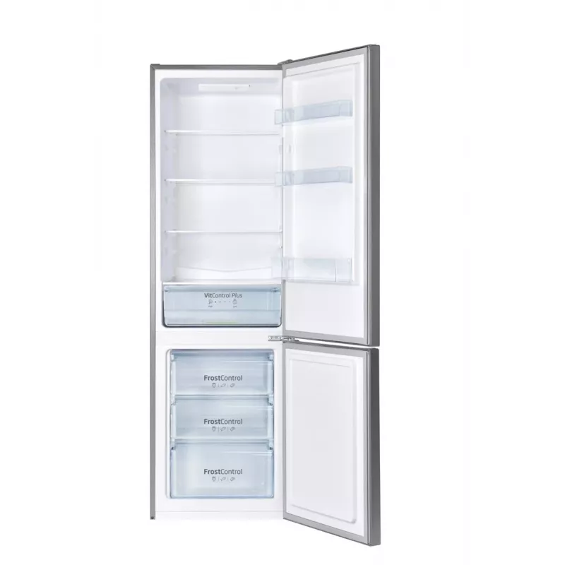 Fridge-freezer AMICA FK2525.4UNTX(E) freestanding 250L, silver, bottom freezer, R600a