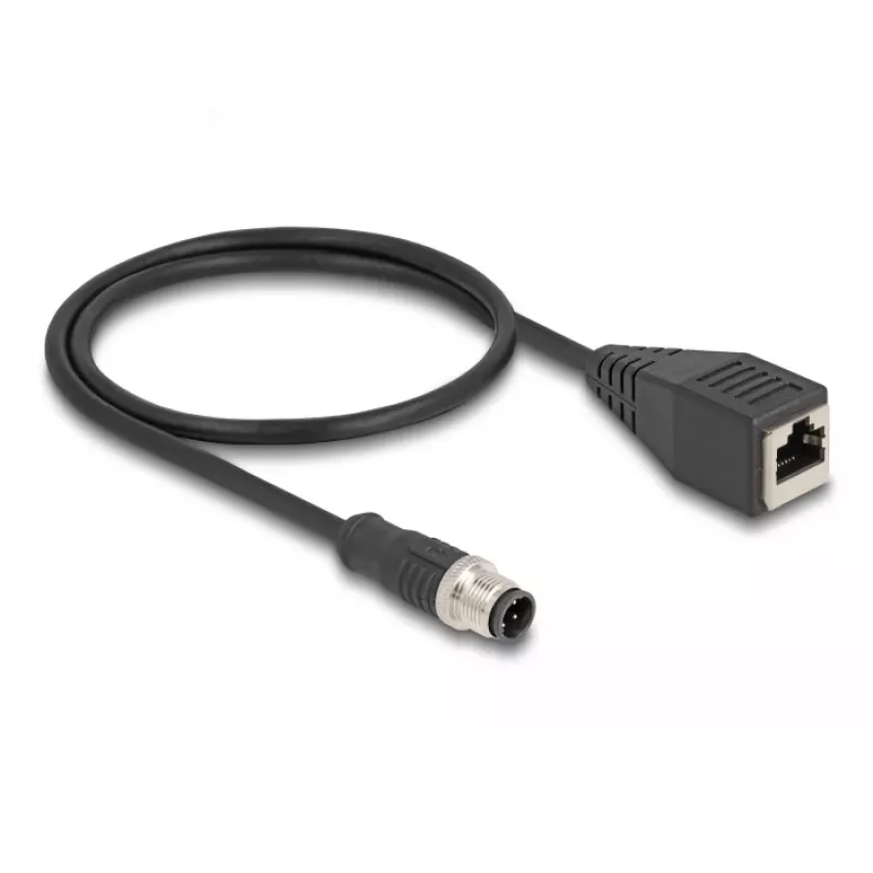 DeLOCK M12 Adapter Cable D-coded 4 pin male to RJ45 female 50 cm