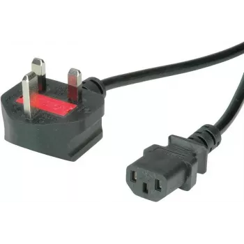 VALUE - Power Cable - BS 1363 (M) angled to IEC 60320 C13 straight - AC 250 V - 10 A - 3 m - Black