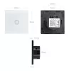 Touch light switch MACLEAN MCE702W — single round glass button, wired, 110–240V, 2A, 1000W, white