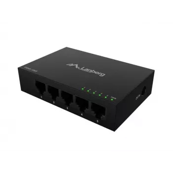 Network switch LANBERG DSM1-1005 5x 1 Gb/s unmanaged desktop, metal case, 12V