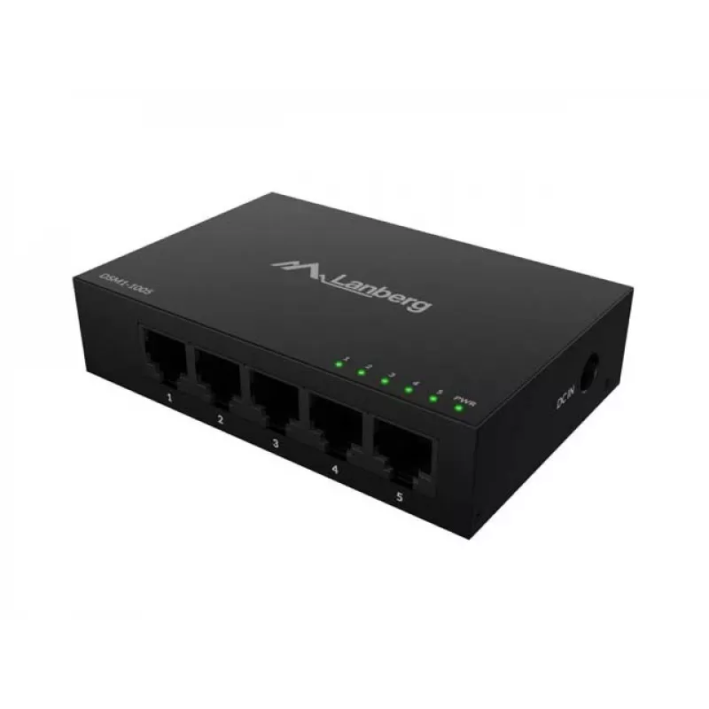 Network switch LANBERG DSM1-1005 5x 1 Gb/s unmanaged desktop, metal case, 12V