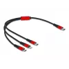 USB Charging Cable DeLOCK 86710 3 in 1 USB Type-C to Lightning Micro USB 30 cm Black Red