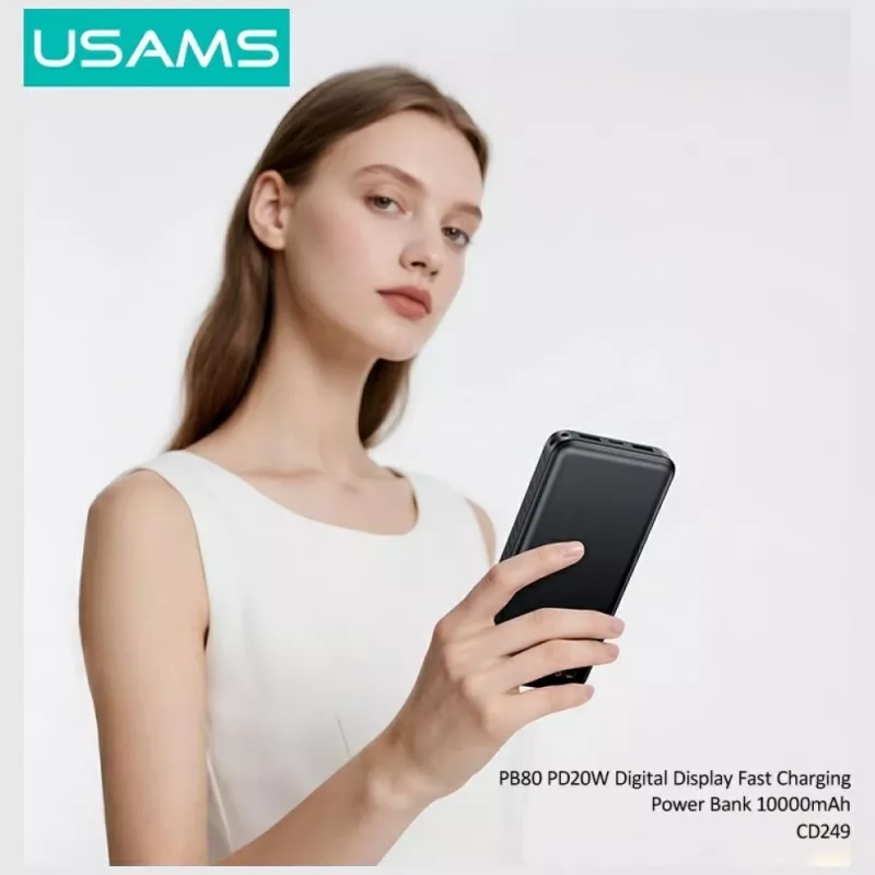 Portable power bank usams PB80 10000mAh 20W PD white