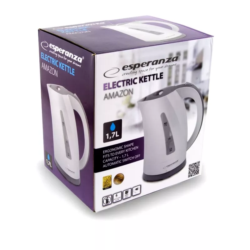 Electric kettle Esperanza 1.7 L 2200 W Grey White