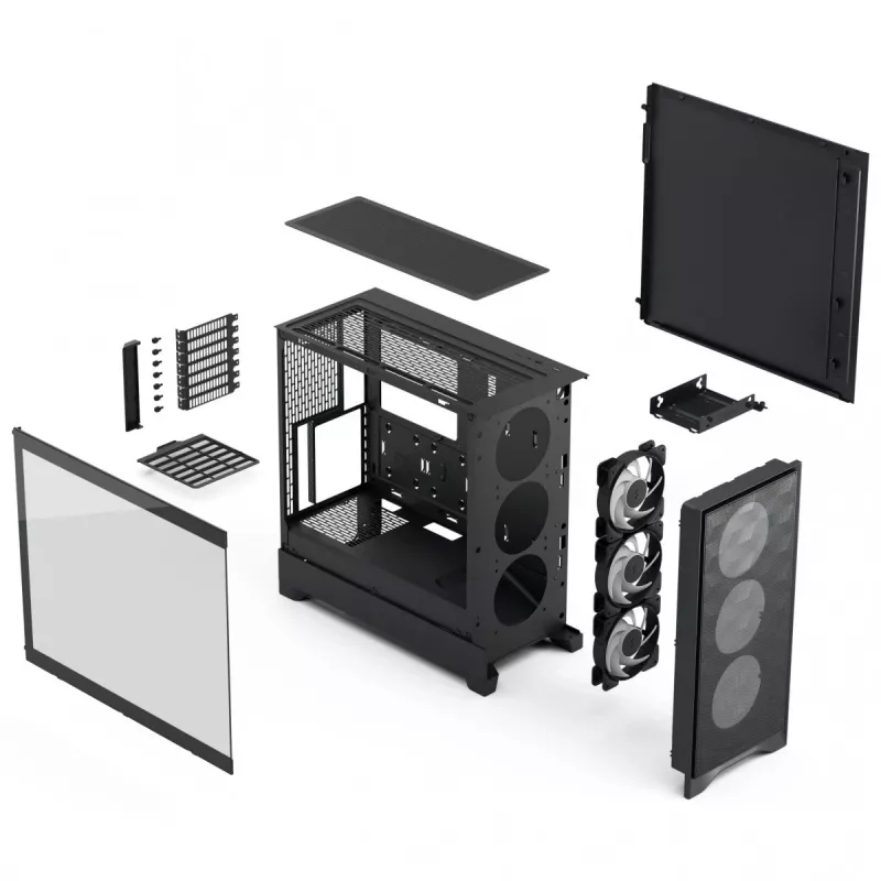 PC Case Fractal Design Pop 2 Air Black TG RGB Midi Tower — ATX/Micro‑ATX/Mini‑ITX, 3x120mm front, 1x120mm rear, 2.5 inch+3.5 inch bays