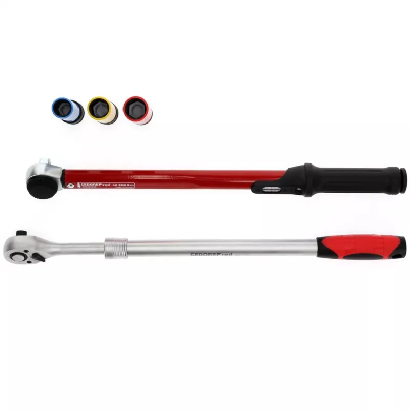 Wheel change tool set Gedore R69003000 — 5-piece torque wrench assortment, black/red