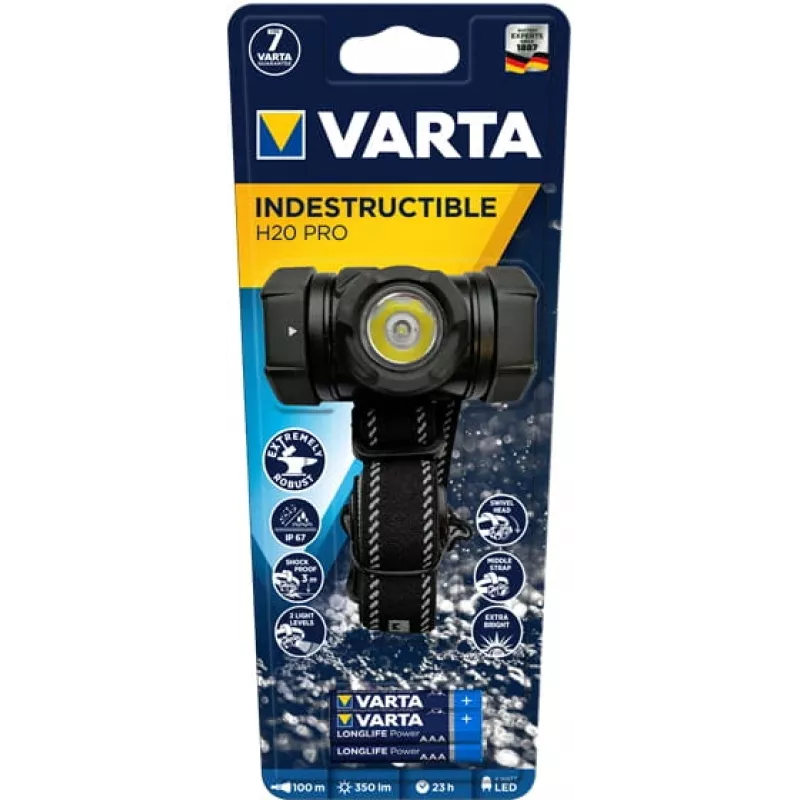 Headband flashlight Varta INDESTRUCTIBLE H20 PRO Black LED 350 lm