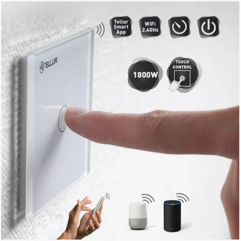 Light Switch Tellur TLL331041 White Touch Wireless