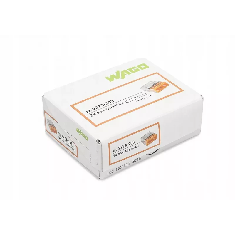 Wago 2273-203 cable splitter/combiner Orange, Transparent