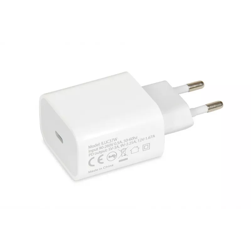 Indoor USB Type-C Fast Charger IBOX C-37, 20W, USB‑C PD 3.0, 3 A output, White
