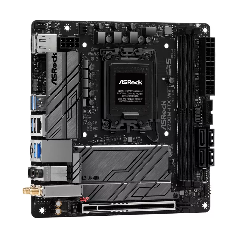 Motherboard ASRock Z790M-ITX WiFi — Intel Z790, LGA 1700, mini ITX, DDR5, 2x DIMM, 64GB, 2.5Gb LAN, Wi‑Fi 6E