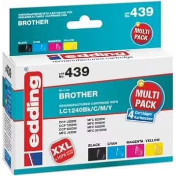 edding printer cartridges EDD-439 black, cyan, magenta, yellow compatible with brother LC-1240BK/C/M
