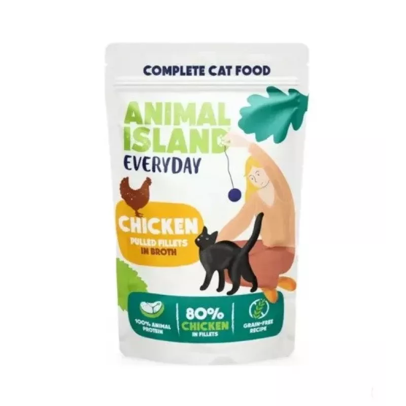 ANIMAL ISLAND chicken in broth cat food mono-pack 40x85g