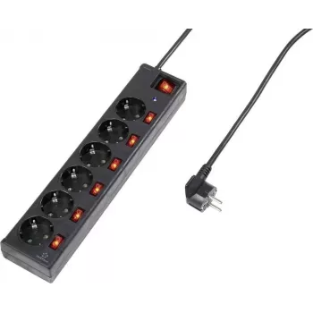 Power strip Renkforce 615B-CMB — surge protector, 6 outlets, black