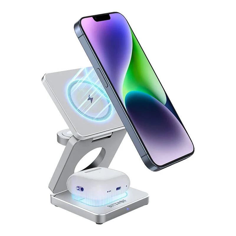 Wireless charger BlitzWolf BW-IW30 3-in-1 fast charging station for iPhone and Samsung, wireless 3-device charging