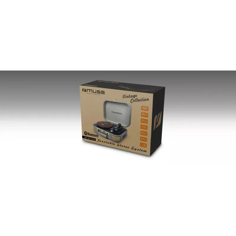 Muse | Turntable Stereo System | MT-201 BTG | Grey | USB port | AUX in
