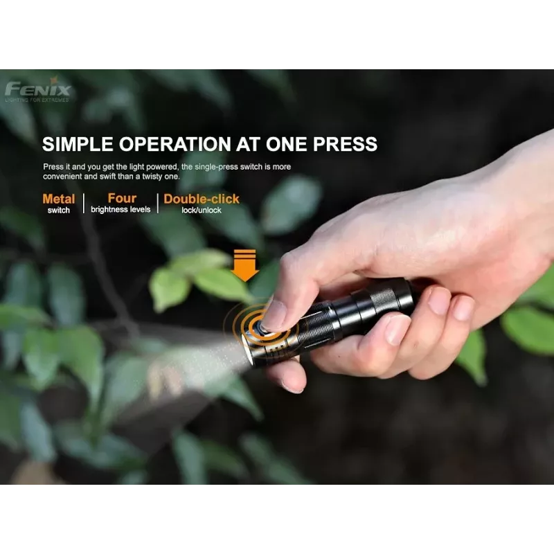 Flashlight Fenix E09R 600 lm, compact rechargeable keychain torch
