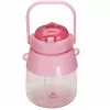 Water Bottle Extralink school bottle with straw and lanyard 1 L pink