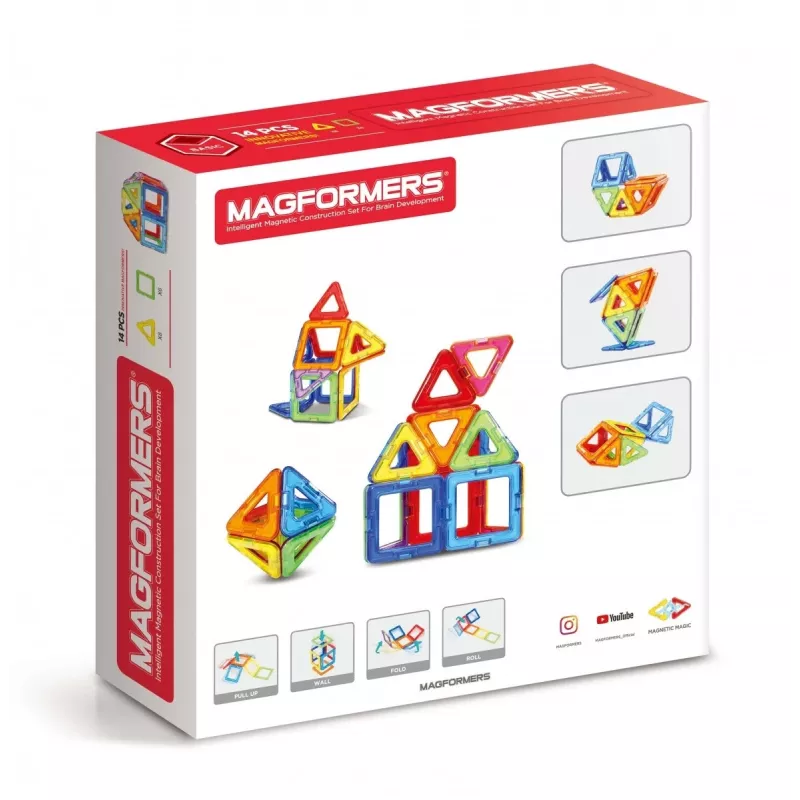 Magnetic construction set MAGFORMERS 14-piece set — 14 magnetic geometric blocks