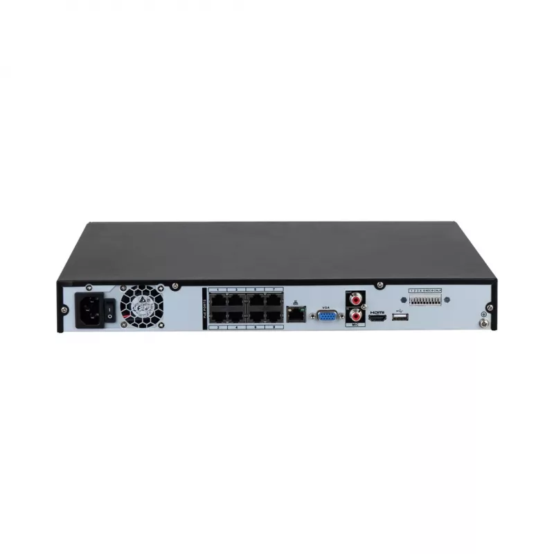 Network Video Recorder DAHUA NVR4208-8P-EI — 8-channel NVR with 8 PoE ports, 180/256 Mbps bandwidth, 16 TB max storage
