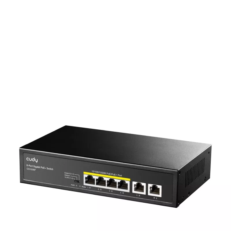 Network switch Cudy GS1006P Unmanaged Gigabit Ethernet 6-port PoE, 12 Gbit/s, 2048 MAC, Black