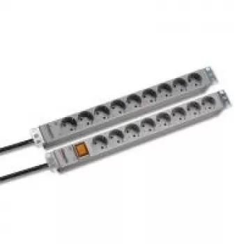 19 1HE Power Strip 9x Grounded Plug without switch, Grey Manufacturer: Bachmann (691685)