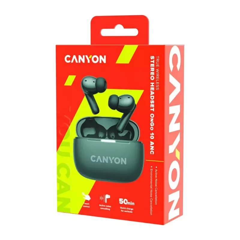Canyon CNS-TWS10BK Headphones and Headset True Wireless Stereo (TWS) In-Ear calls/music/Sport/everyday use USB Type-C Bluetooth Black (CNS-TWS10BK)