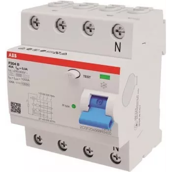 ABB Stotz S&J Residual-Current Circuit Breaker TypB 4P 40A,300mA,3kA,4TE F204B-40/0,3-4TE (2CSF204568R3400)
