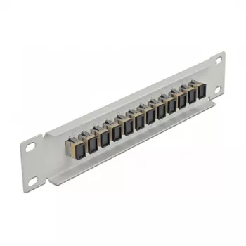 Fiber Optic Patch Panel DeLOCK 10 inch 12 Port SC Simplex Beige 1U Grey