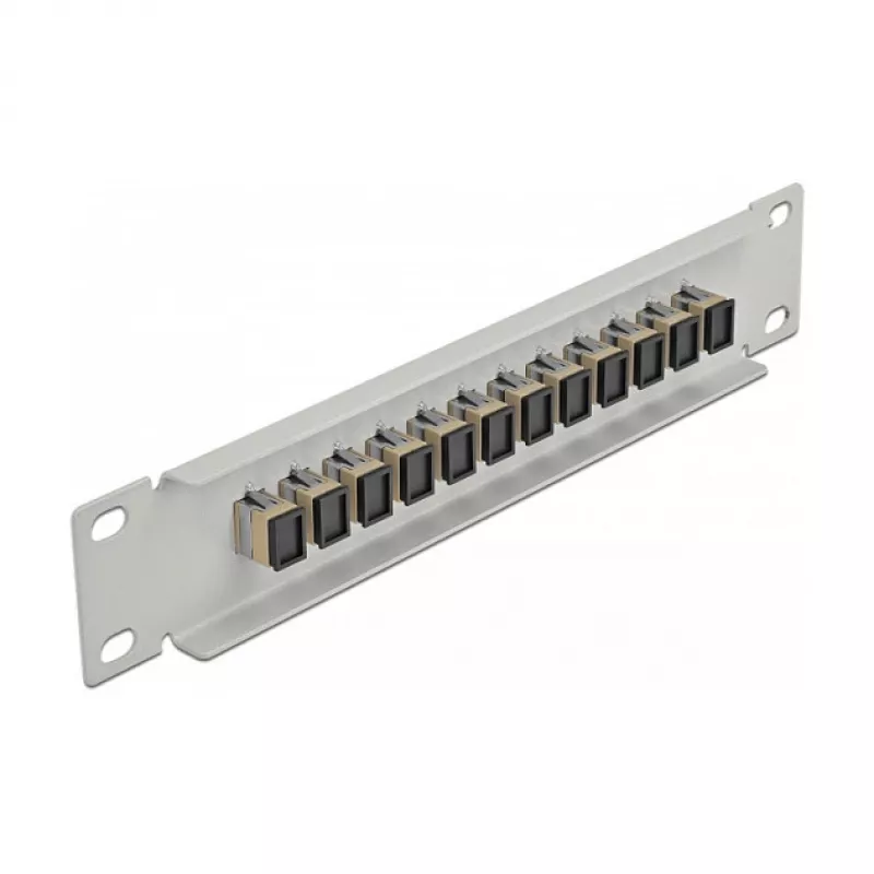 Fiber Optic Patch Panel DeLOCK 10 inch 12 Port SC Simplex Beige 1U Grey