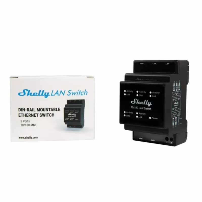 Smart switch Shelly LAN Switch Black AC 110-240V 1W