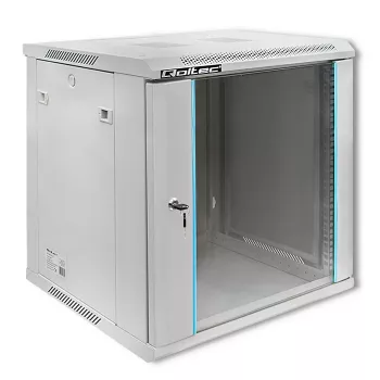 QOLTEC 54485 19-Inch 12U Wall-Mount Rack Cabinet, 600x450x635 mm, Black