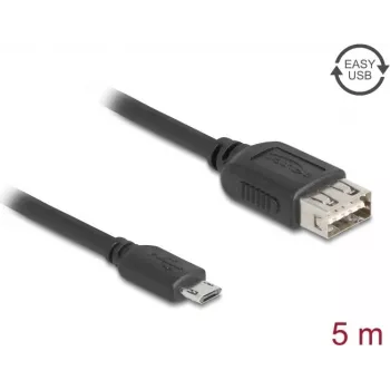 USB cable DELOCK 81521 — USB 2.0, Micro‑USB B to USB A, 5 m, black