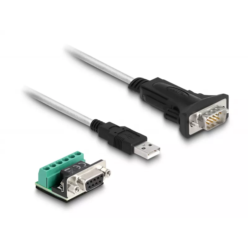 DeLOCK 63465 Serial Cable Black Transparent 1.8m USB Type-A DB-9