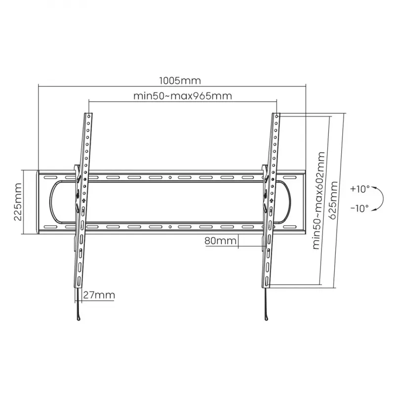 Wall TV/Monitor Mount MACLEAN MC-750N, max VESA 900x600, load 120 kg, white, supports 60 inch–120 inch