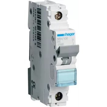 Circuit breaker Hager NBN106 1P, 6 A, 50–60 Hz, 17.5 mm wide