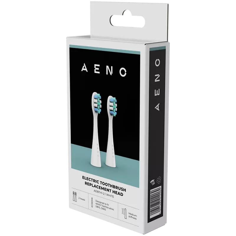 AENO Replacement toothbrush heads, White, Dupont bristles, 2pcs in set (for ADB0001S/ADB0002S)