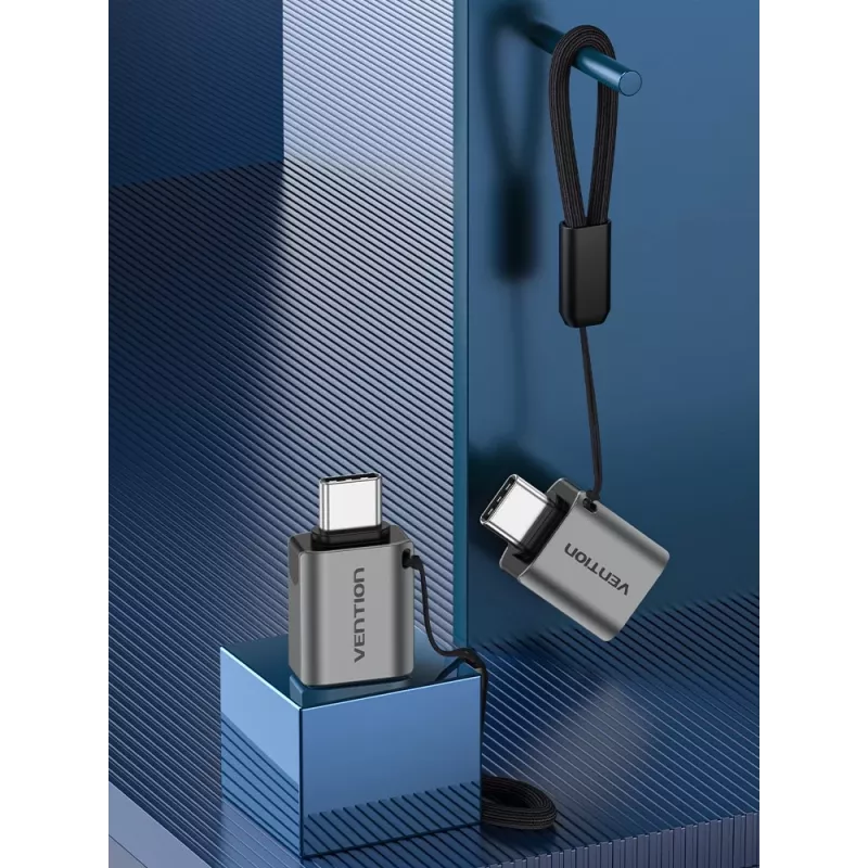 Vention USB-C Male to USB 3.0 Female OTG Adapter Gray Aluminum Alloy Type