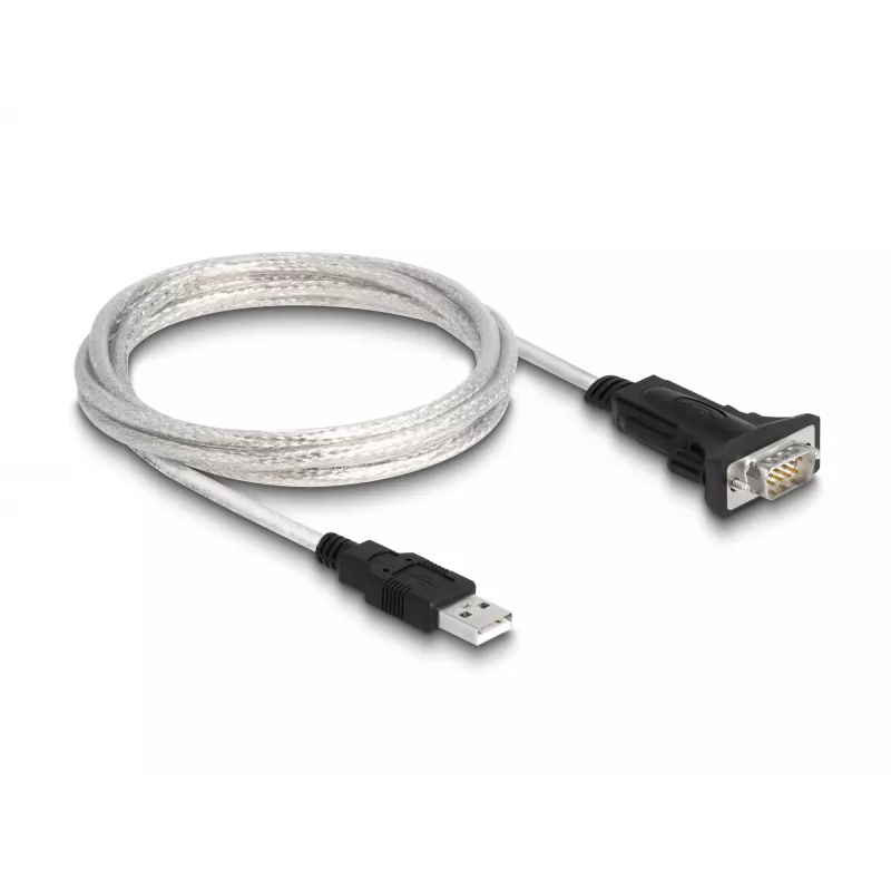 DeLOCK 63465 Serial Cable Black Transparent 1.8m USB Type-A DB-9