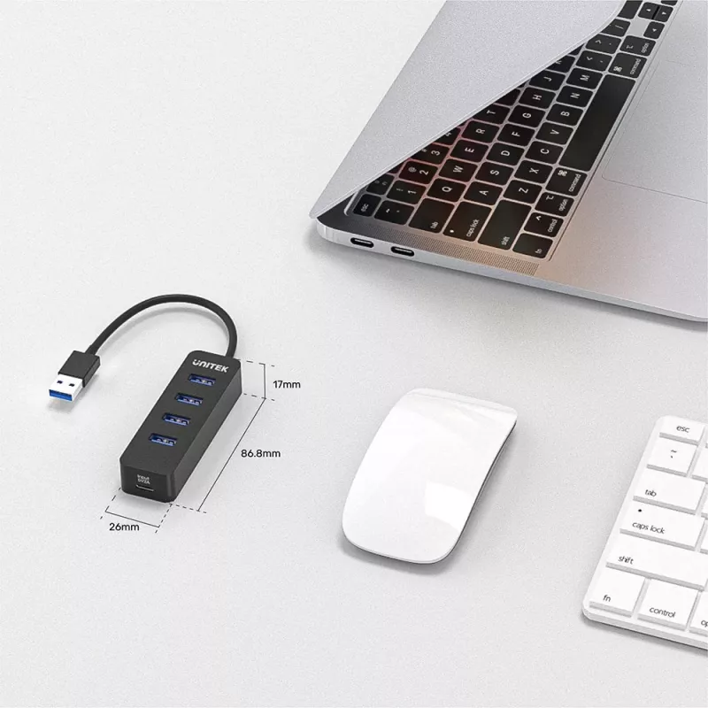 UNITEK uHUB Q4 USB 3.2 Gen 1 (3.1 Gen 1) Type-A 5000 Mbit/s Black