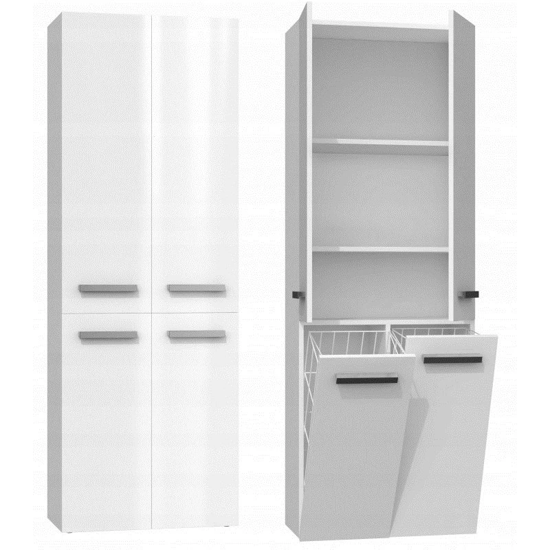 Topeshop NEL 2K DD white gloss bathroom storage cabinet White